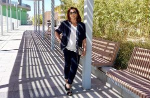 Chaqueta azul de lino